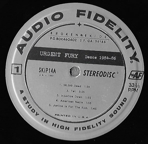 Urgent Fury : Demos 1984-86 (10")