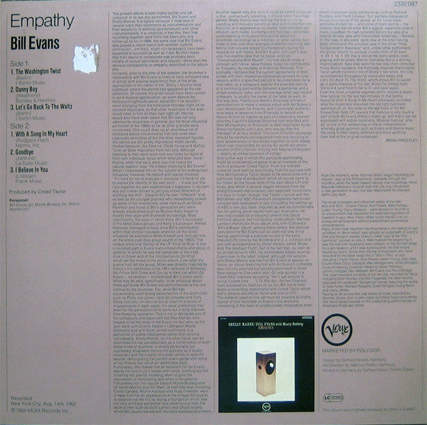 Bill Evans : Empathy (LP, Album, RE)