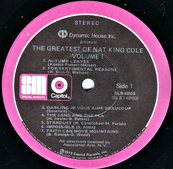 Nat King Cole : The Greatest Of Nat King Cole (2xLP, Album, Comp, Jac)