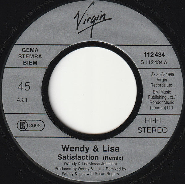 Wendy & Lisa : Satisfaction (7", Single)