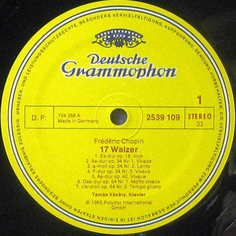 Frédéric Chopin / Tamás Vásáry : 17 Walzer, 4 Scherzi (2xLP, Comp)
