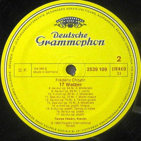 Frédéric Chopin / Tamás Vásáry : 17 Walzer, 4 Scherzi (2xLP, Comp)