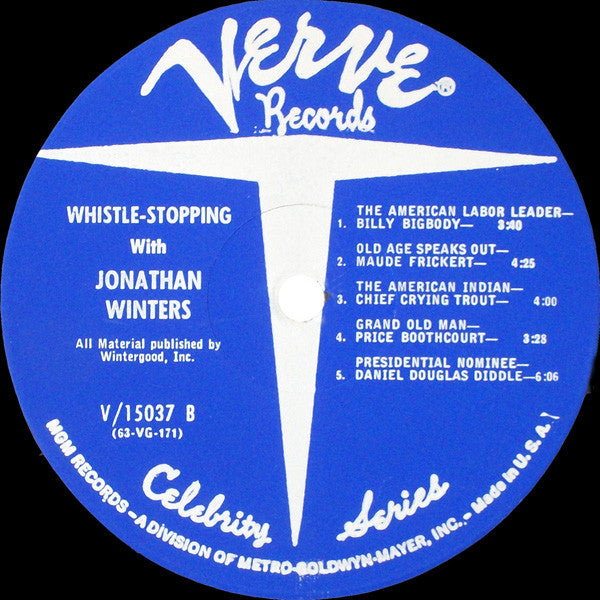 Jonathan Winters : Whistle Stopping With Jonathan Winters (LP, Album, Mono)