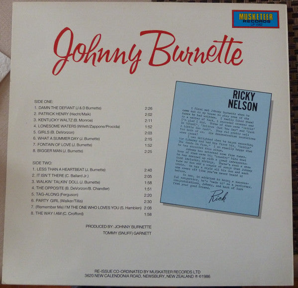 Johnny Burnette : Sings Collectible Recordings (LP, Comp)