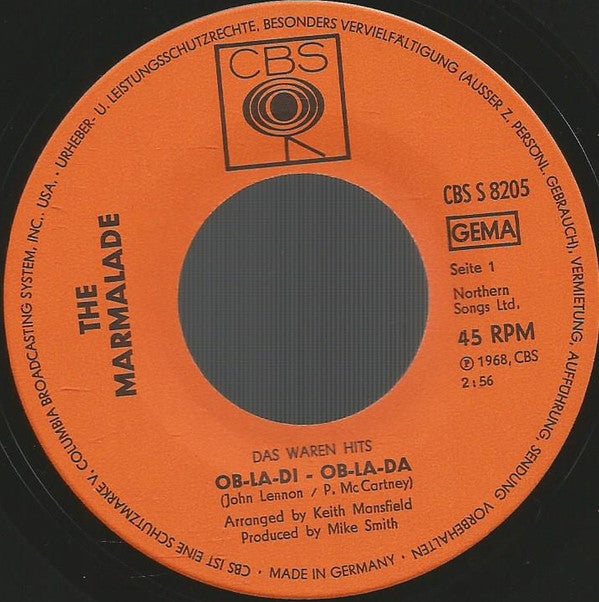 The Marmalade : Ob-La-Di - Ob-La-Da  /  Lovin' Things (7", RE)