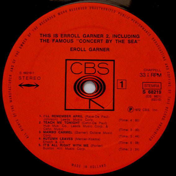 Erroll Garner : This Is Erroll Garner 2, Including The Famous "Concert By The Sea" (2xLP, Comp, Gat)
