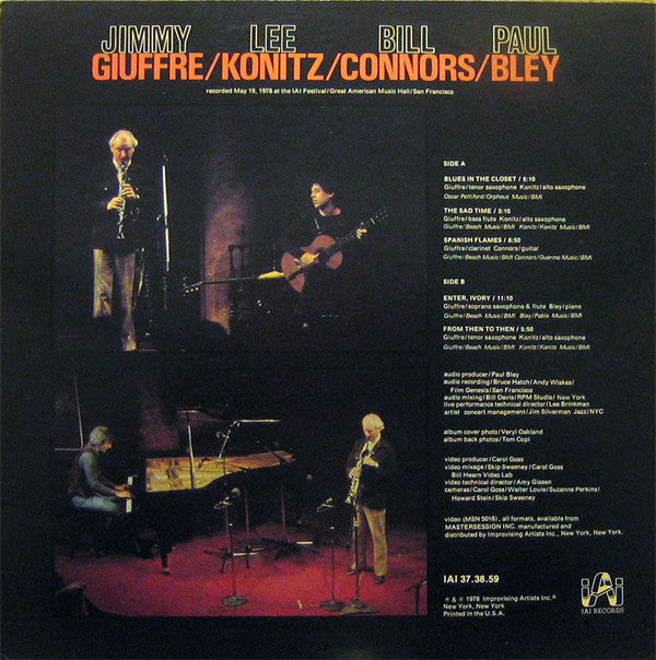 Jimmy Giuffre / Lee Konitz / Bill Connors / Paul Bley : IAI Festival (LP, Album)