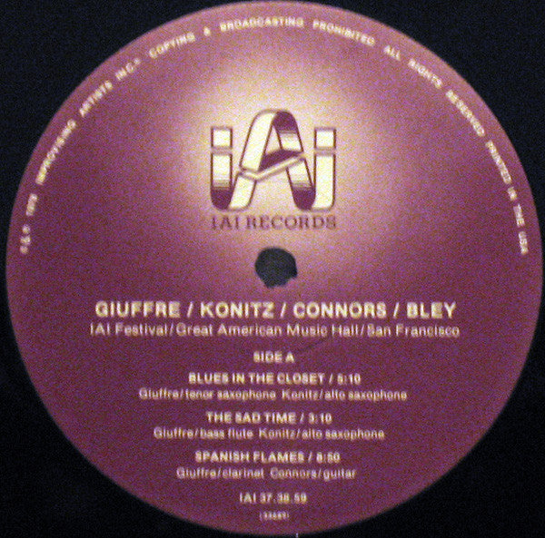 Jimmy Giuffre / Lee Konitz / Bill Connors / Paul Bley : IAI Festival (LP, Album)