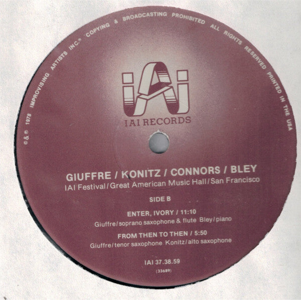 Jimmy Giuffre / Lee Konitz / Bill Connors / Paul Bley : IAI Festival (LP, Album)