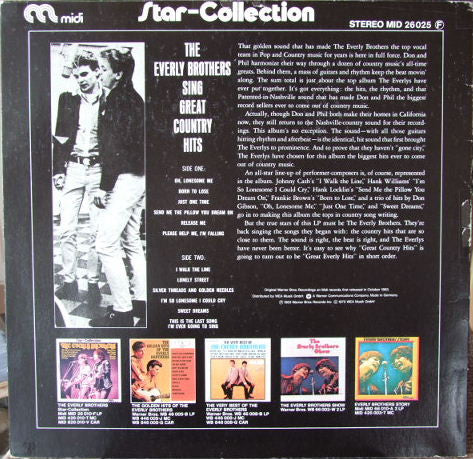 Everly Brothers : Sing Great Country Hits (LP, Album, RE)