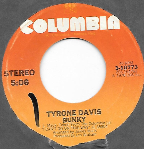 Tyrone Davis : Can't Help But Say / Bunky (7", Styrene)