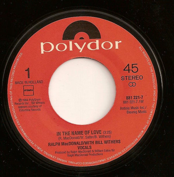 Ralph MacDonald : In The Name Of Love (7", Single)
