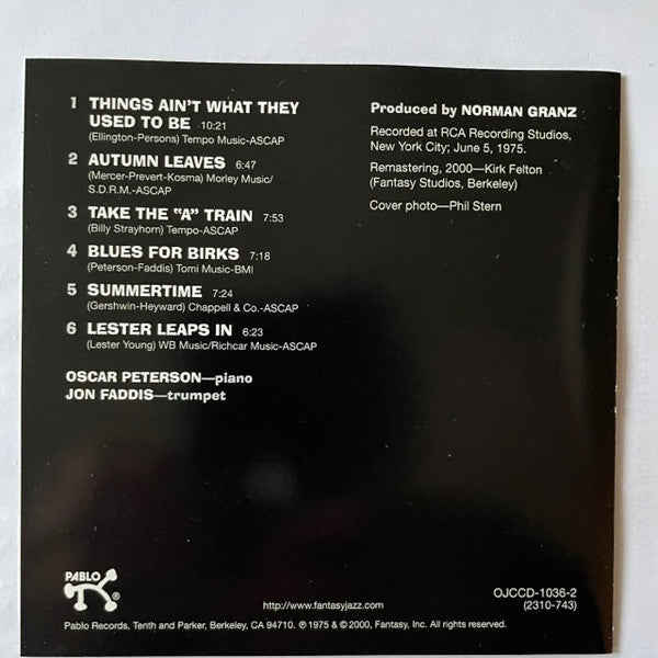 Oscar Peterson & Jon Faddis : Oscar Peterson & Jon Faddis (CD, Album, RE, RM)