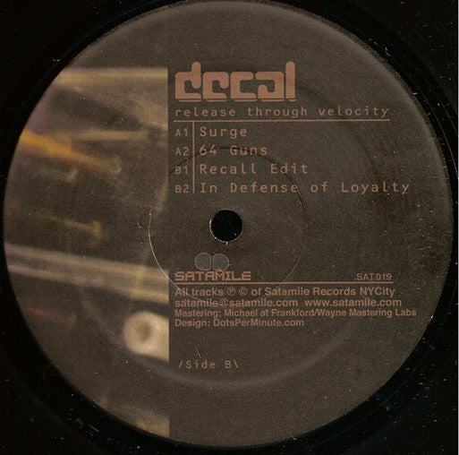 Decal : Release Through Velocity (2x12", Album)
