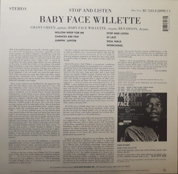 'Baby Face' Willette : Stop And Listen (LP, Album, Ltd, RE, 180)