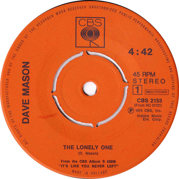 Dave Mason : The Lonely One (7", Single)