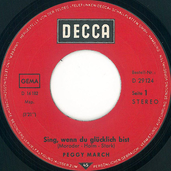 Peggy March : Sing, Wenn Du Glücklich Bist (7", Single)