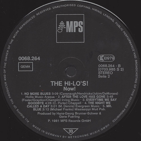 The Hi-Lo's : Now! (LP, Album)