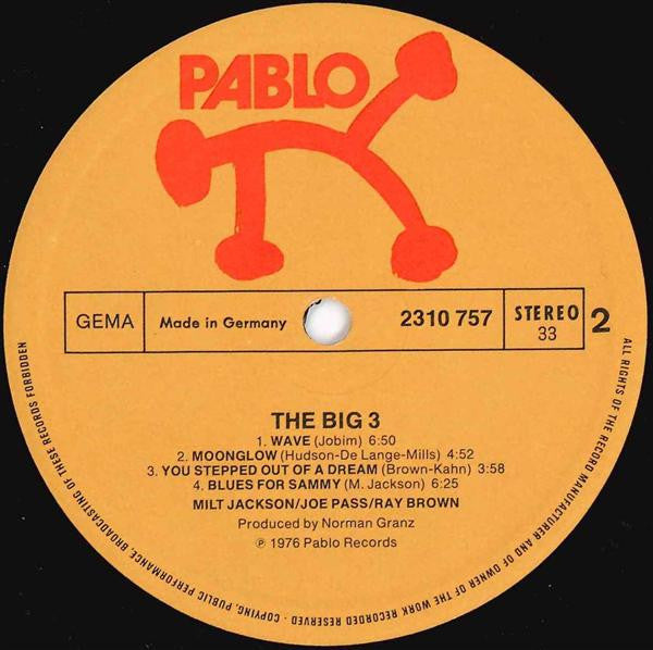 Milt Jackson - Joe Pass - Ray Brown : The Big 3 (LP, Album)