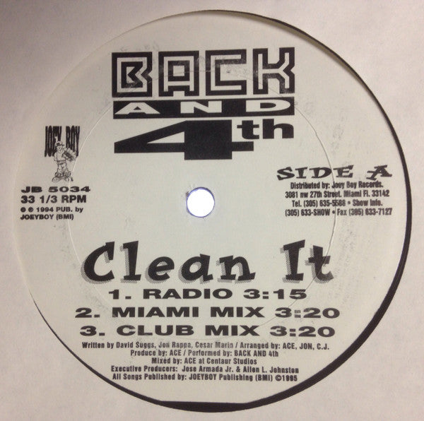 Back And 4th : Clean It (12")