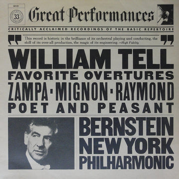 Leonard Bernstein, New York Philharmonic : William Tell And Other Favorite Overtures - Tampa ∎ Mignon ∎ Raymond ∎ Poet And Peasant (LP, Album)