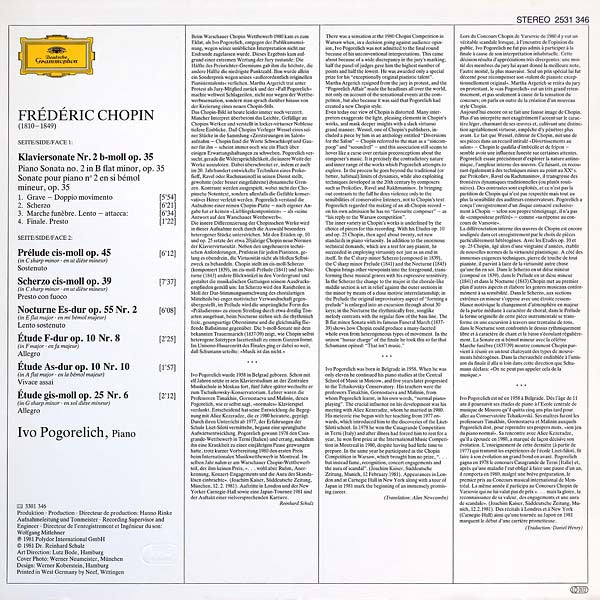 Chopin*, Ivo Pogorelich : Chopin Recital (LP)