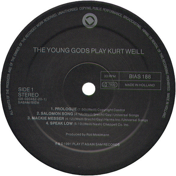The Young Gods : The Young Gods Play Kurt Weill (LP, Album)