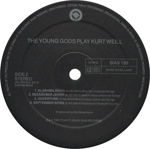 The Young Gods : The Young Gods Play Kurt Weill (LP, Album)