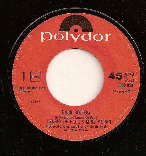 Lynsey De Paul And Mike Moran : Rock Bottom (7", Single)