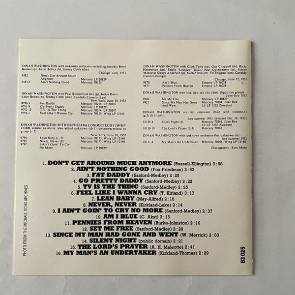 Dinah Washington : The Complete Dinah Washington Vol. 9 1953 (CD, Comp, Mono)