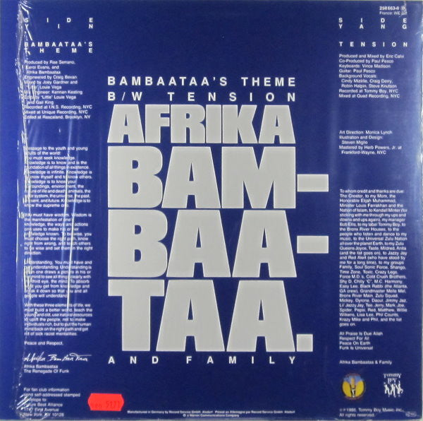 Afrika Bambaataa & Family : Bambaataa's Theme B/W Tension (12")