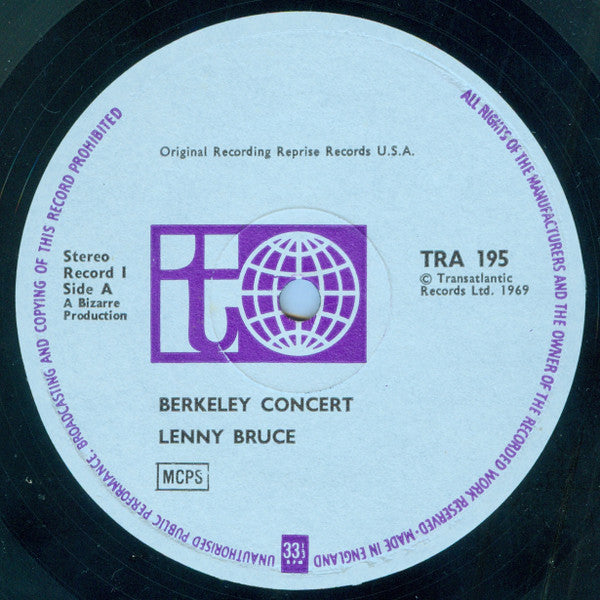 Lenny Bruce : The Berkeley Concert (2xLP, Album)