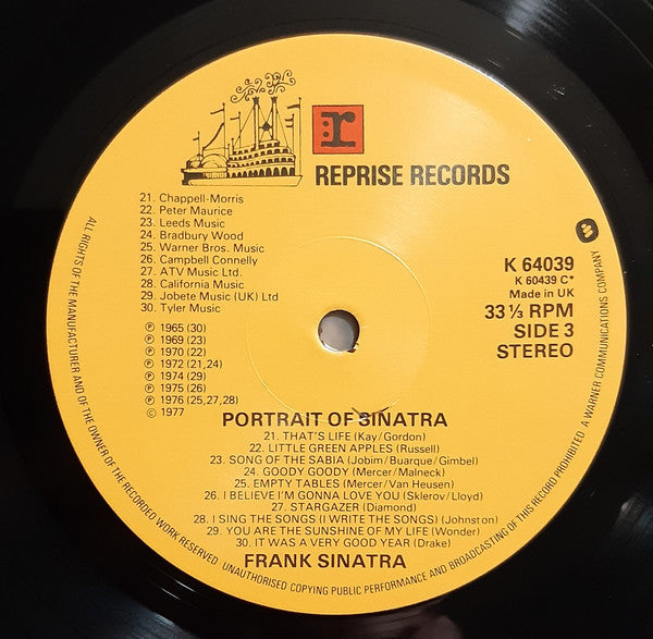 Frank Sinatra : Portrait Of Sinatra: Forty Songs From The Life Of A Man (2xLP, Comp, Gat)