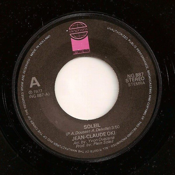 Jean-Claude Oki : Soleil (7", Single, RE)
