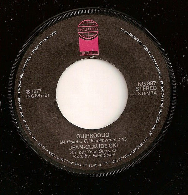 Jean-Claude Oki : Soleil (7", Single, RE)