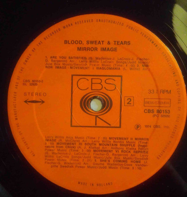 Blood, Sweat And Tears : Mirror Image (LP, Album)
