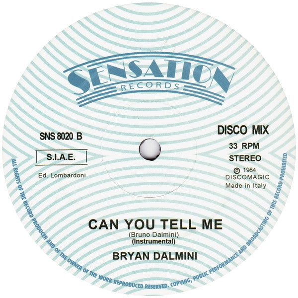 Bryan Dalmini : Can You Tell Me (12", Single, Ltd, RE)
