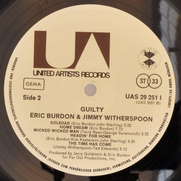 Eric Burdon & Jimmy Witherspoon : Guilty! (LP, Album, Gat)