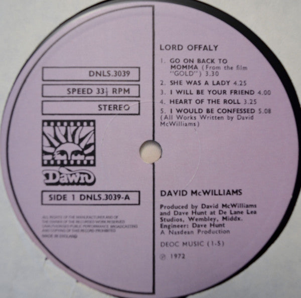 David McWilliams : Lord Offaly (LP, Album)