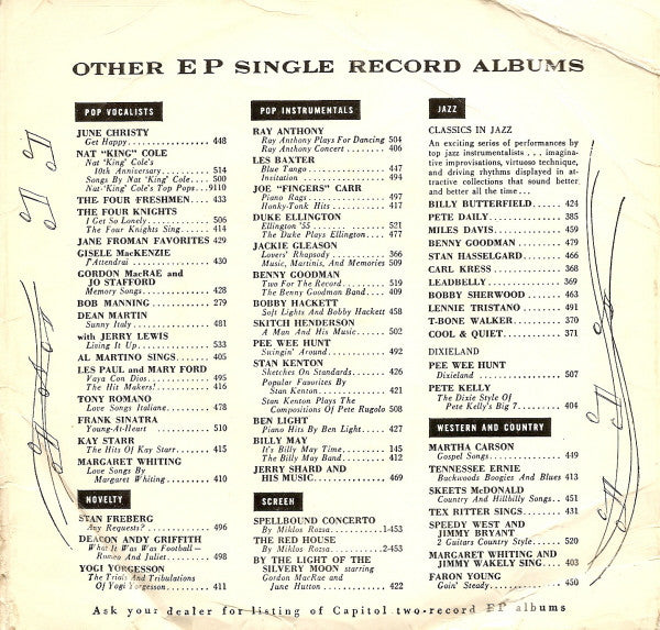 Ray Anthony & His Orchestra : Daddy Long Legs (7", EP)