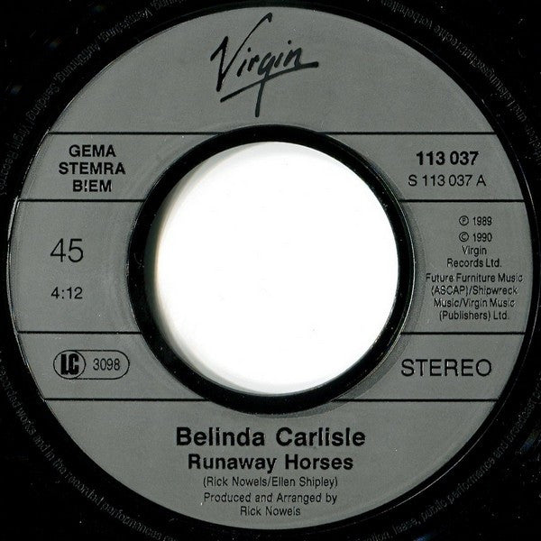 Belinda Carlisle : Runaway Horses (7", Single)