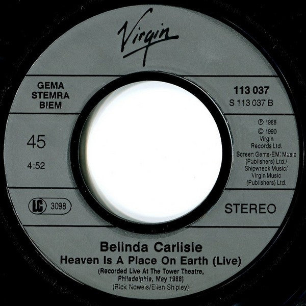 Belinda Carlisle : Runaway Horses (7", Single)