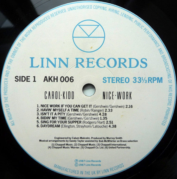 Carol Kidd : Nice Work (LP, Album)