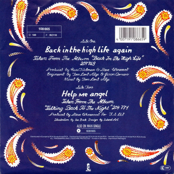 Steve Winwood : Back In The High Life Again (7", Single)
