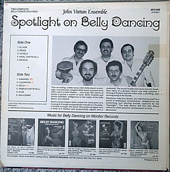 The John Vartan Ensemble : Spotlight On Belly Dancing (LP)