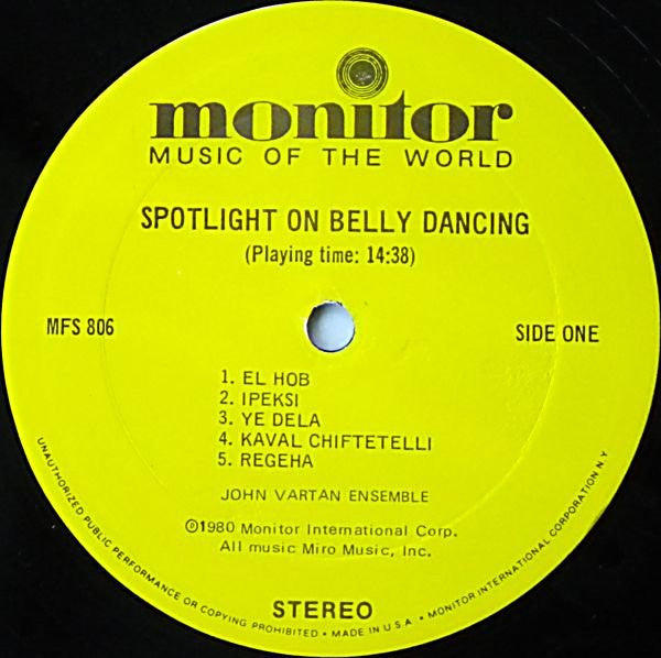 The John Vartan Ensemble : Spotlight On Belly Dancing (LP)