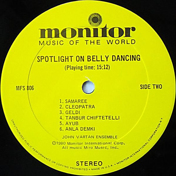 The John Vartan Ensemble : Spotlight On Belly Dancing (LP)