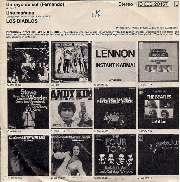 Los Diablos (2) : Un Rayo De Sol (7", Single)