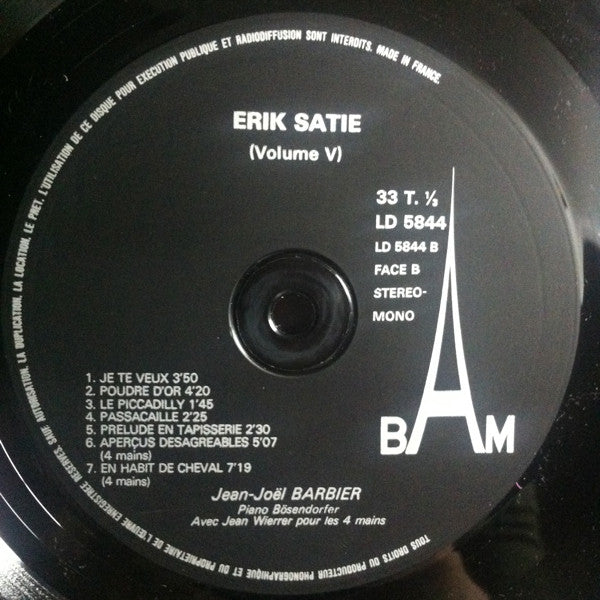 Erik Satie, Jean-Joël Barbier : L'Œuvre Pour Piano Volume 5 (LP, Album)