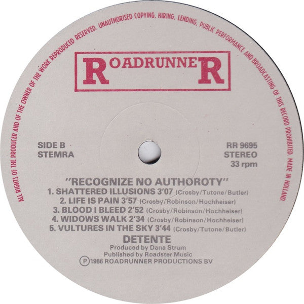 Détente : Recognize No Authority (LP, Album)